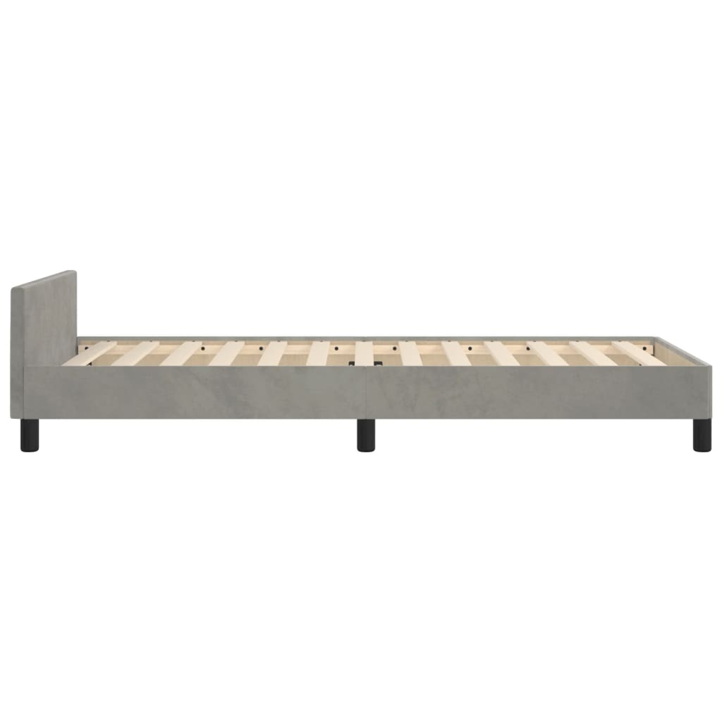 Cadre de lit sans matelas gris clair 100 x 200 cm en velours - 7