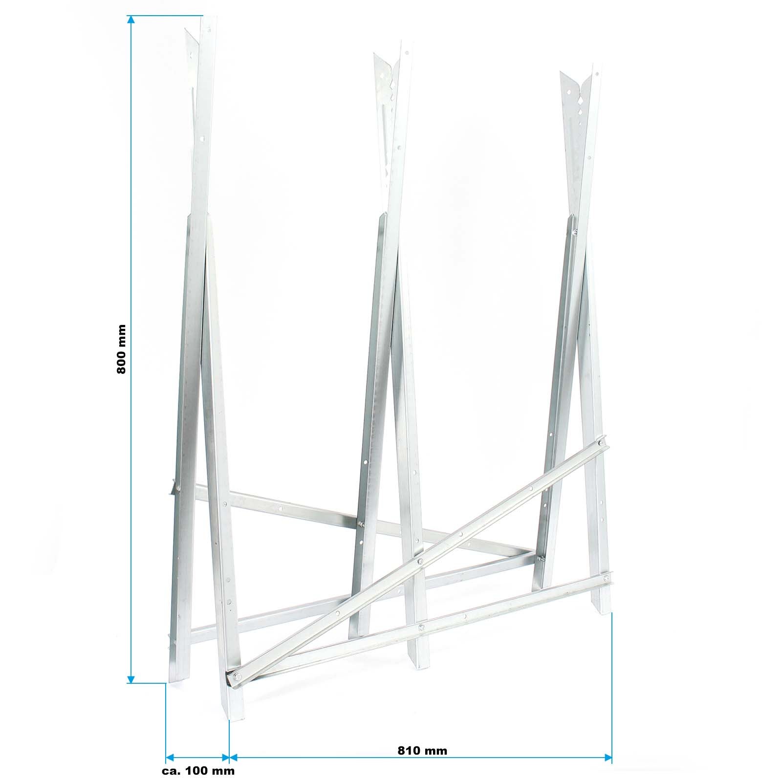 Wiltec Cavalletto taglialegna pieghevole per sega con 3 supporti dentellati per tronchi max 100kg - 6