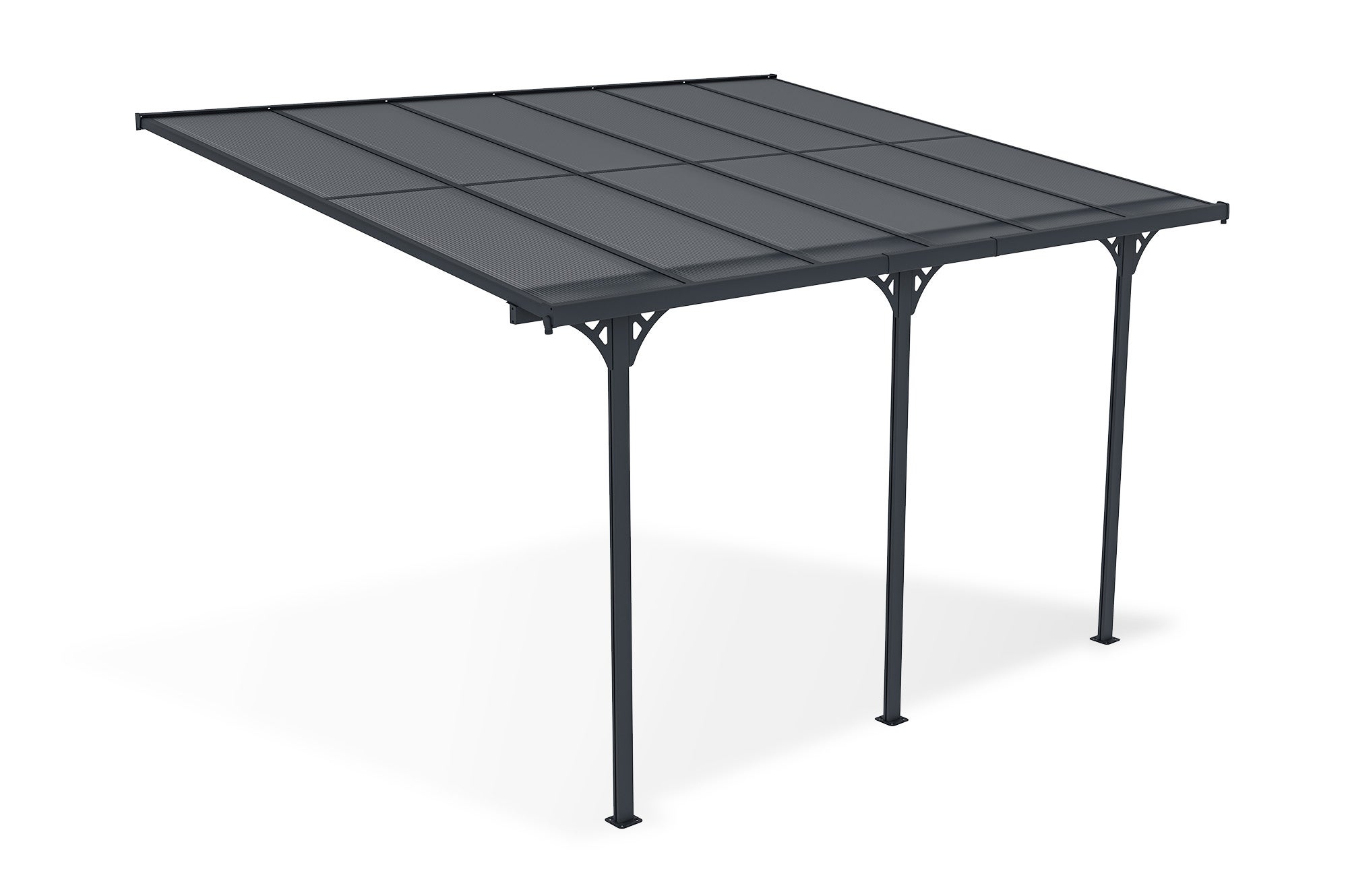 Pergola/Cochera adosada KLEO 4m x 3m aluminio Gris - 3
