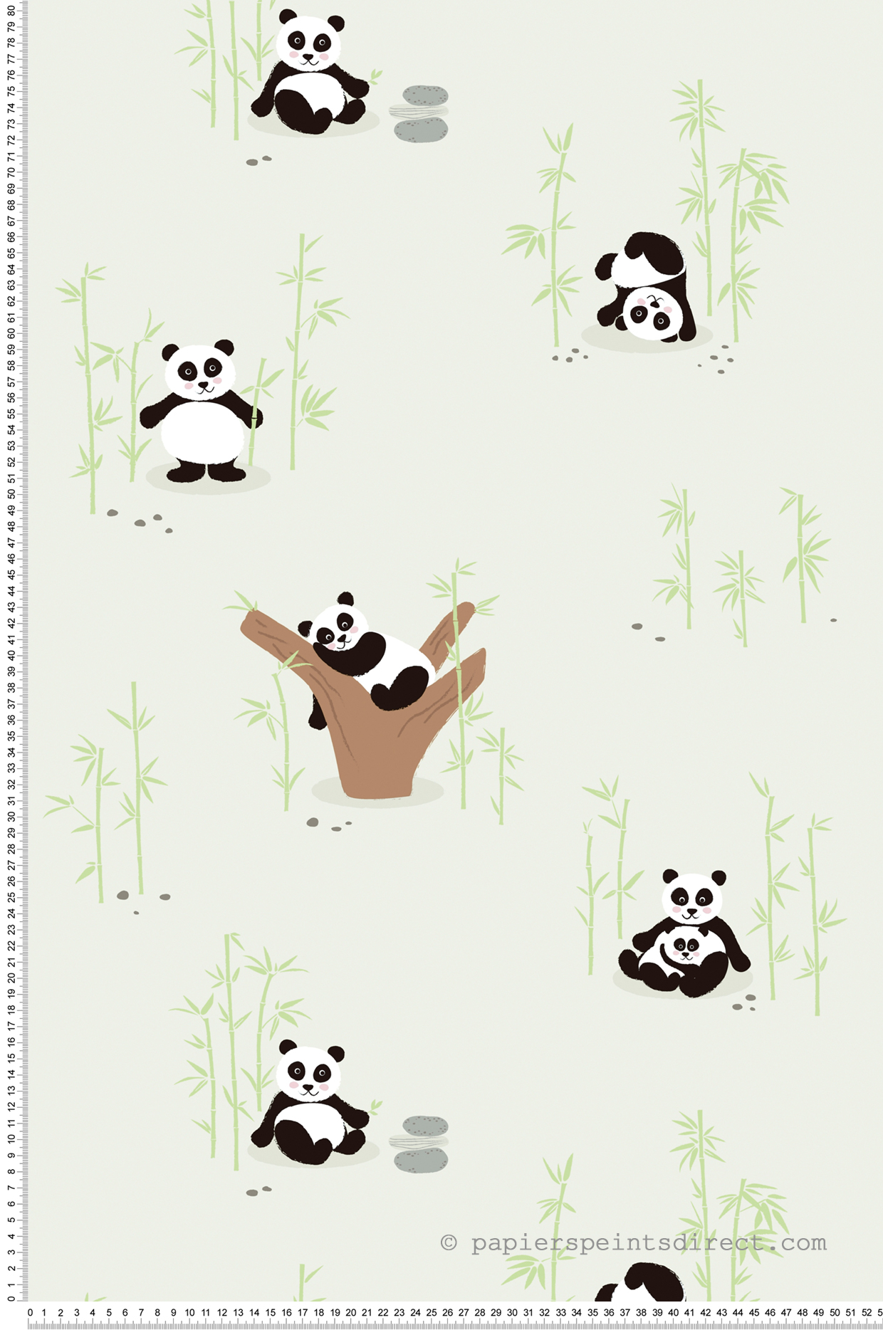 Papel pintado verde claro con pandas y bambú papel pintado con dibujos de animales divertidos papel pintado vinílico para dormitorio infantil