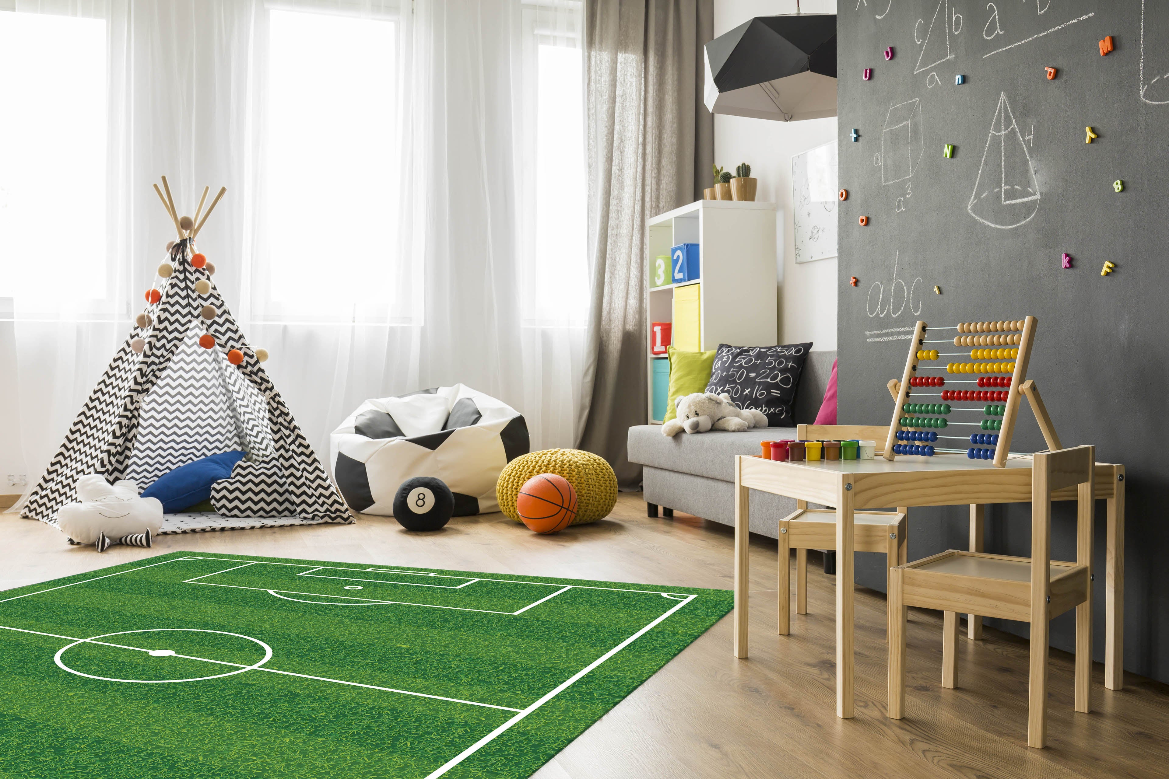 Panorama Tappeto Salvapavimento - Modello Campo da calcio 120x170 cm - Tappeto Vinile Cucina, Soggiorno, Camera da Letto - 2