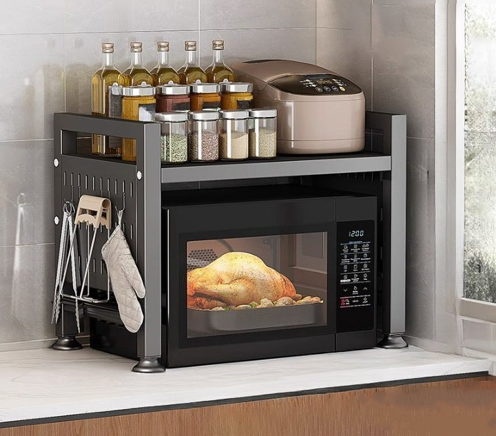 Stojak na kuchenkę mikrofalową, wielofunkcyjna półka kuchenna, stojak na piekarnik i urządzenie do gotowania ryżu, 53 cm, ciemnoszary