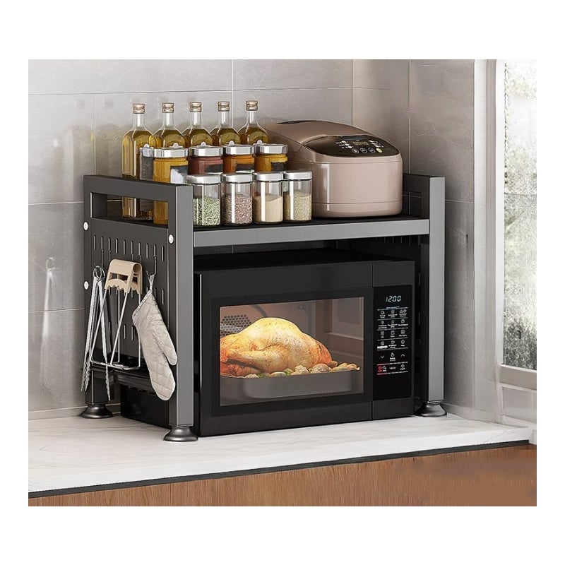 Stojak na kuchenkę mikrofalową, wielofunkcyjna półka kuchenna, stojak na piekarnik i urządzenie do gotowania ryżu, 53 cm, ciemnoszary