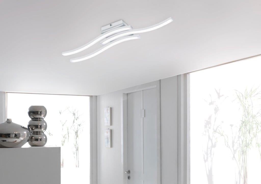 Ruote Plafoniera Moderna Led 3 bacchette Ondulate 4000k Bianca L.54cm - 6