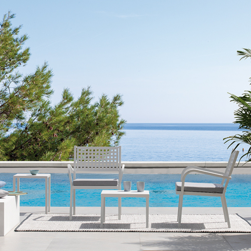 Fauteuil bas en métal 2 pièces 