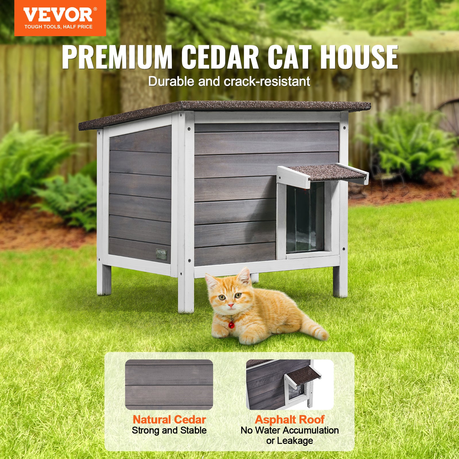 Abrigo Isolado para Gatos de Exterior VEVOR, Casinha Resistente às Intempéries com Telhado Articulado e Entradas em PVC, para Vários Gatos - 2
