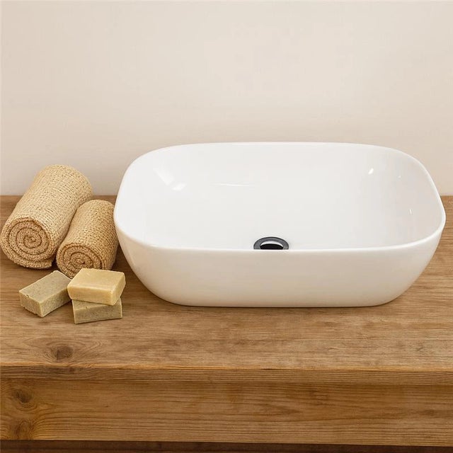 Lavabo 46x32 Mida ciotola da appoggio in ceramica Bianco Lucido