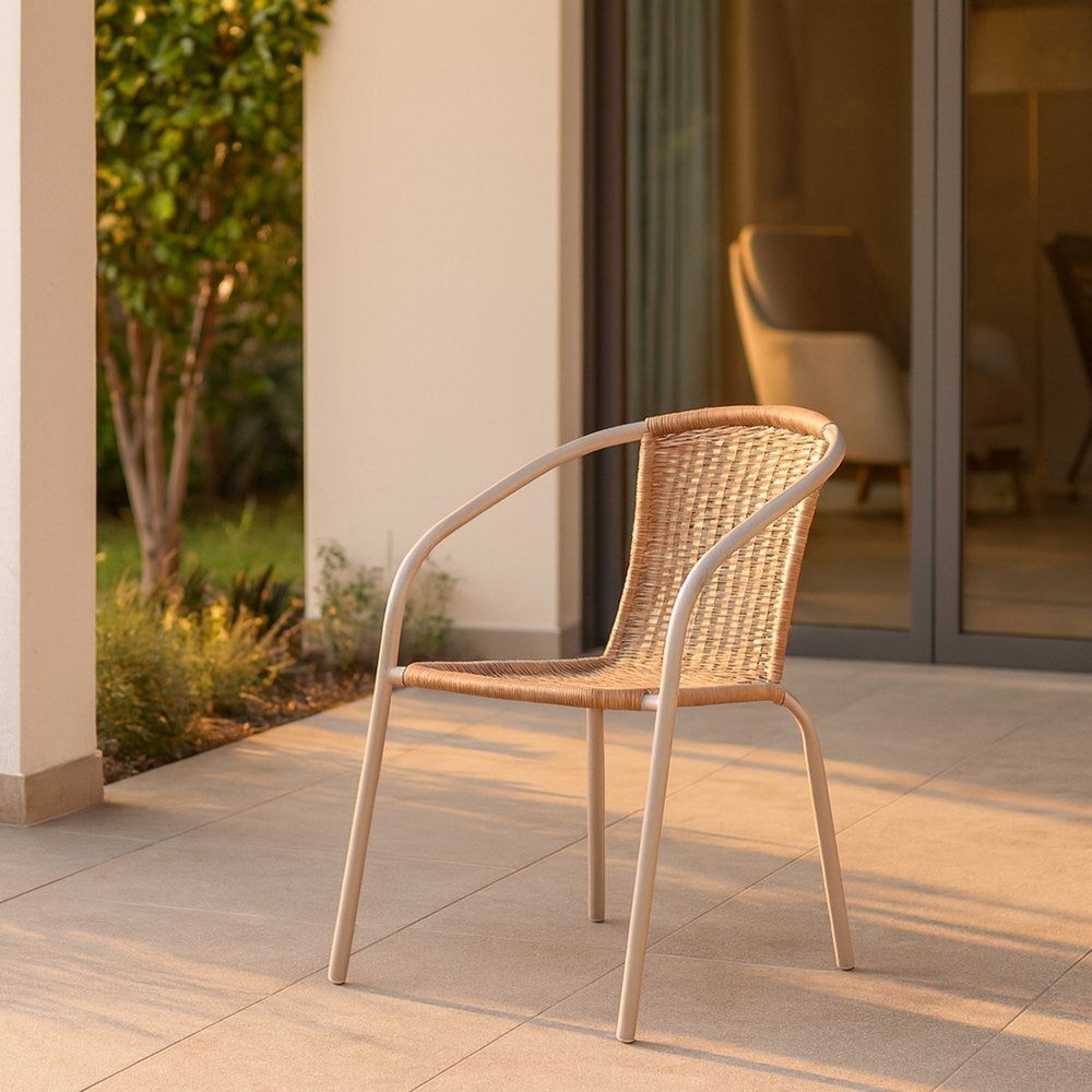 Set di 4 sedie color rattan a curiosità beige 2 toni 52x61x72 cm MONTY - 7