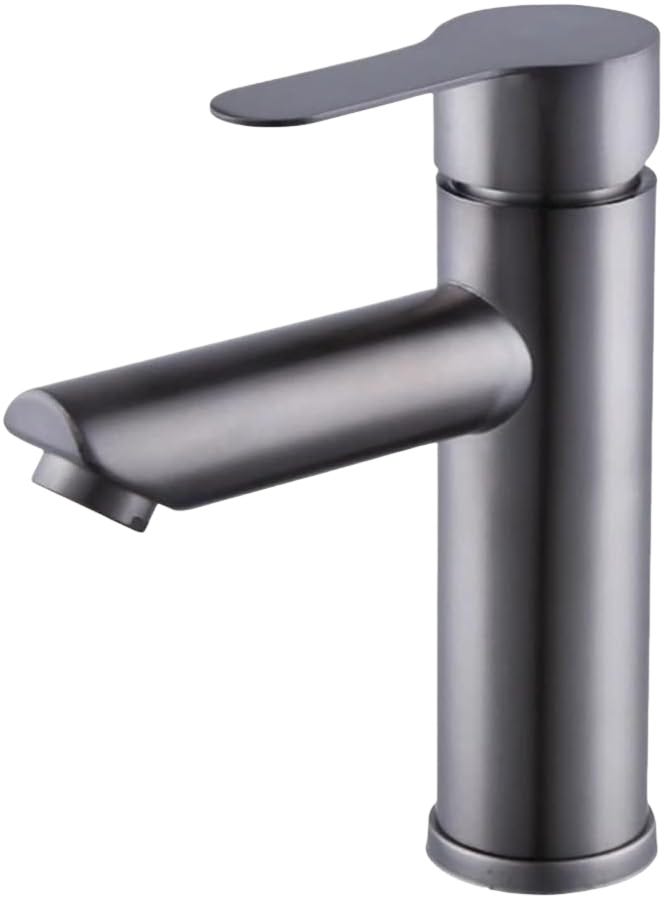 Grifo monomando de agua fría y caliente, caño recto de acero