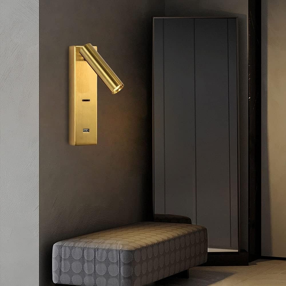 Applique Murale, Applique Murale avec Interrupteur et Port de Charge USB, Lampe Murale tête de lit, Lampe de Lecture, réglable pour Chambre à Coucher, - 4