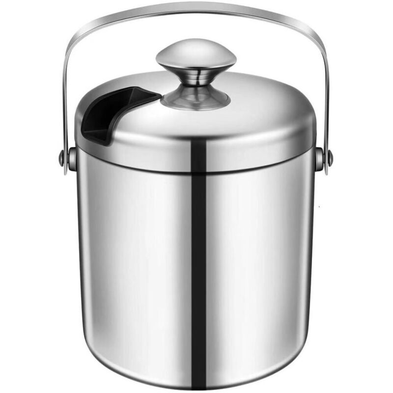 Seau Rangement Glaçons Fêtes Seau à Glace Rae Dunn Acier Inoxydable 3L - Avec Pelle Et Couvercle Pour Fêtes Et Barbecues Seau Isotherme Barbecue Fêtes