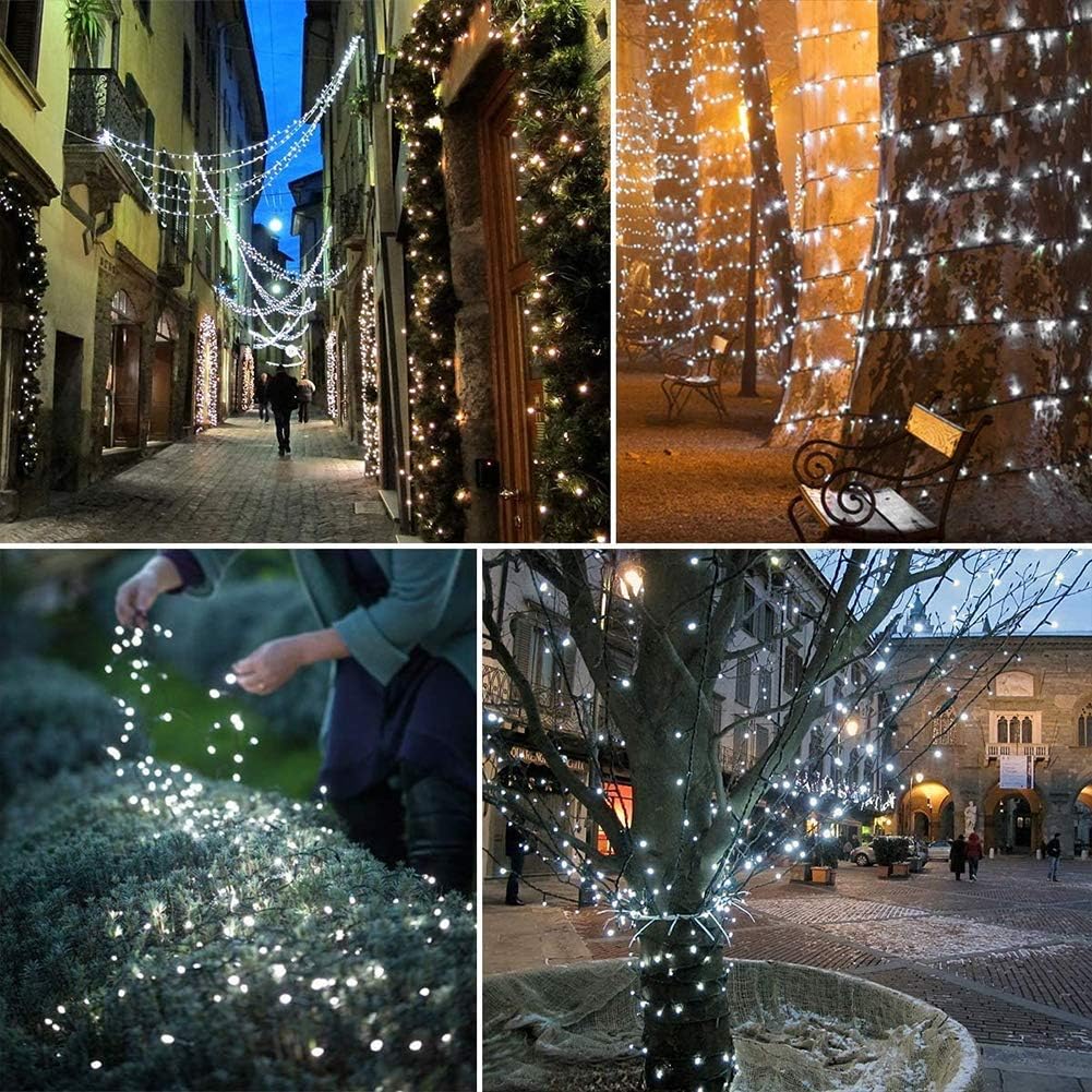 Luci di Natale, bianco puro, adatte per decorazioni per feste all'interno e all'esterno, 100 luci ogni 10 metri. - 4