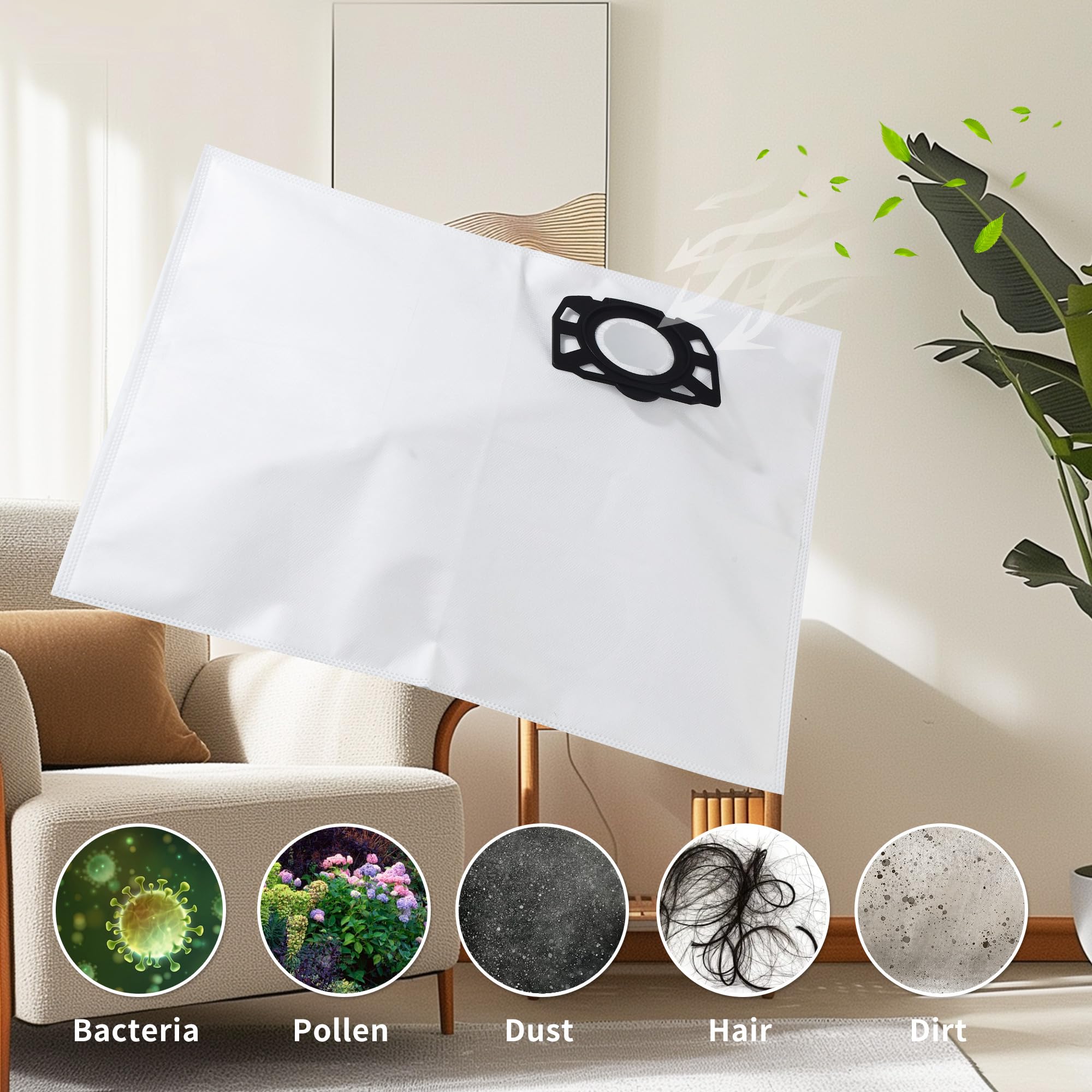 12 Sacs d'aspirateur KFI 357, adaptés aux aspirateurs eau et poussière Kärcher WD3 WD2 Plus KWD3 KWD2 KWD1 MV3 WD3.200-WD3.800M SE4001 SE4002 - 6