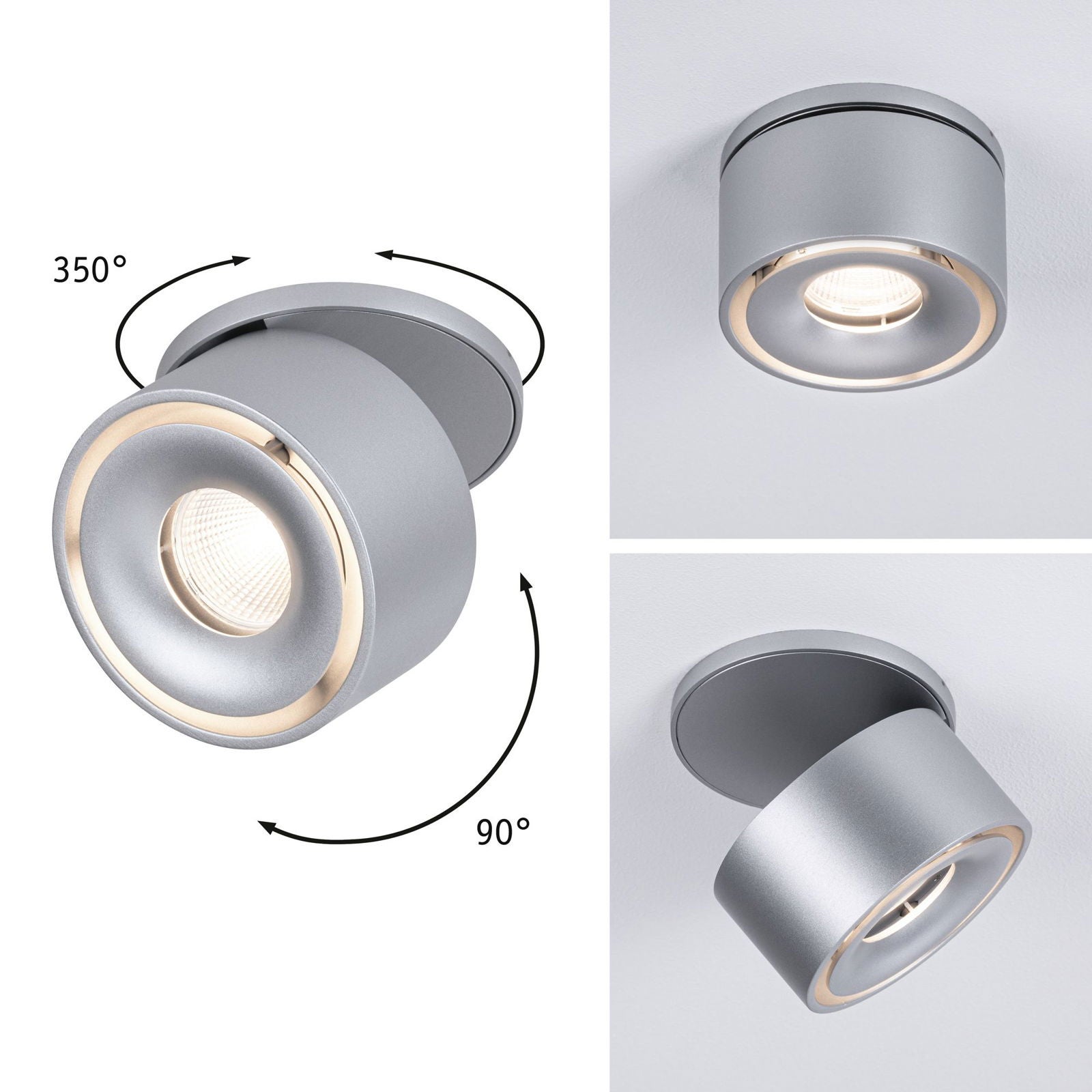 Spot encastré LED Spircle rond 78mm 8W 550lm 230V 3000K Chrome mat ...