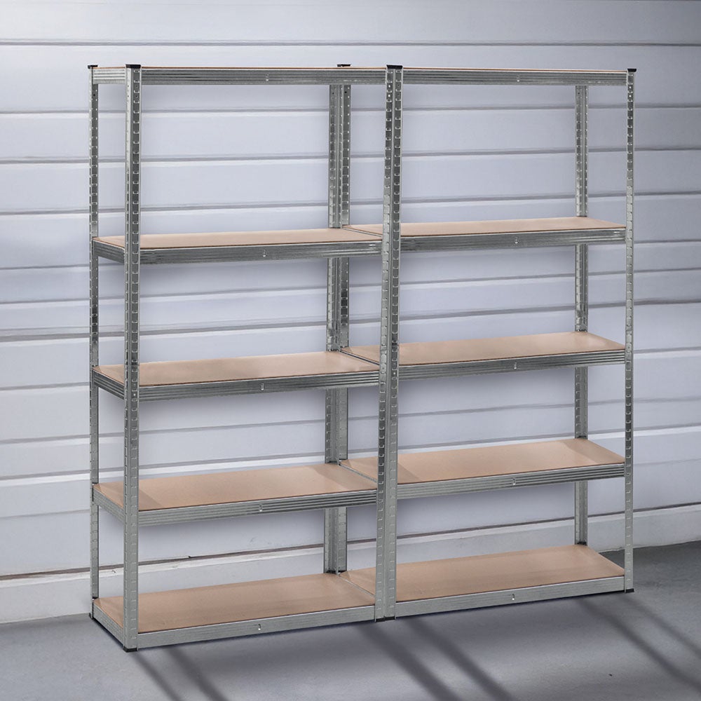 Étagère garage métallique 5 niveaux L180×P40xH180 cm : Robuste, modulable, montage facile par clips sans vis - 40 cm - Gris - 8