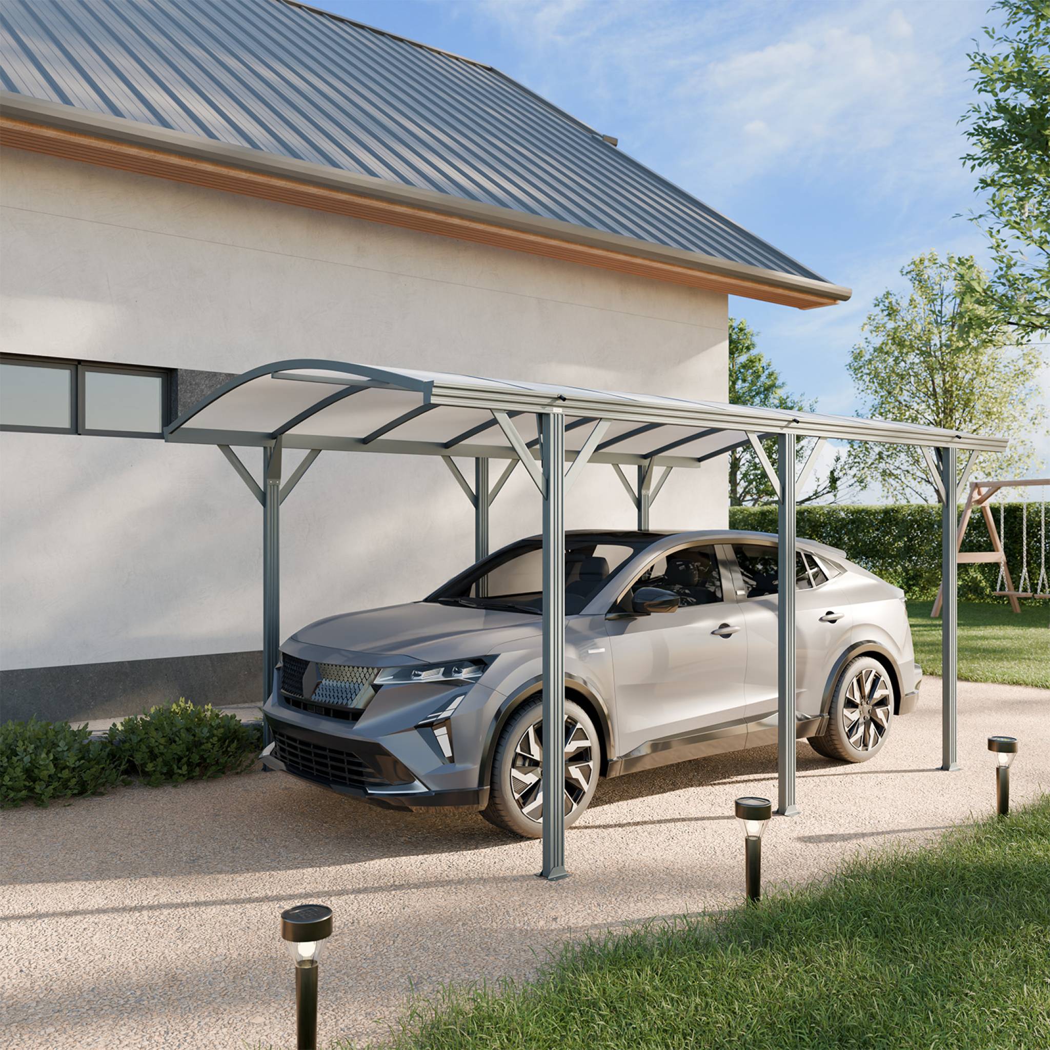 Carport de 15m² en aluminium anthracite et polycarbonate - Le Mans 5x3m - abri de voiture 500 x 300 x 220 cm LE MANS - 2
