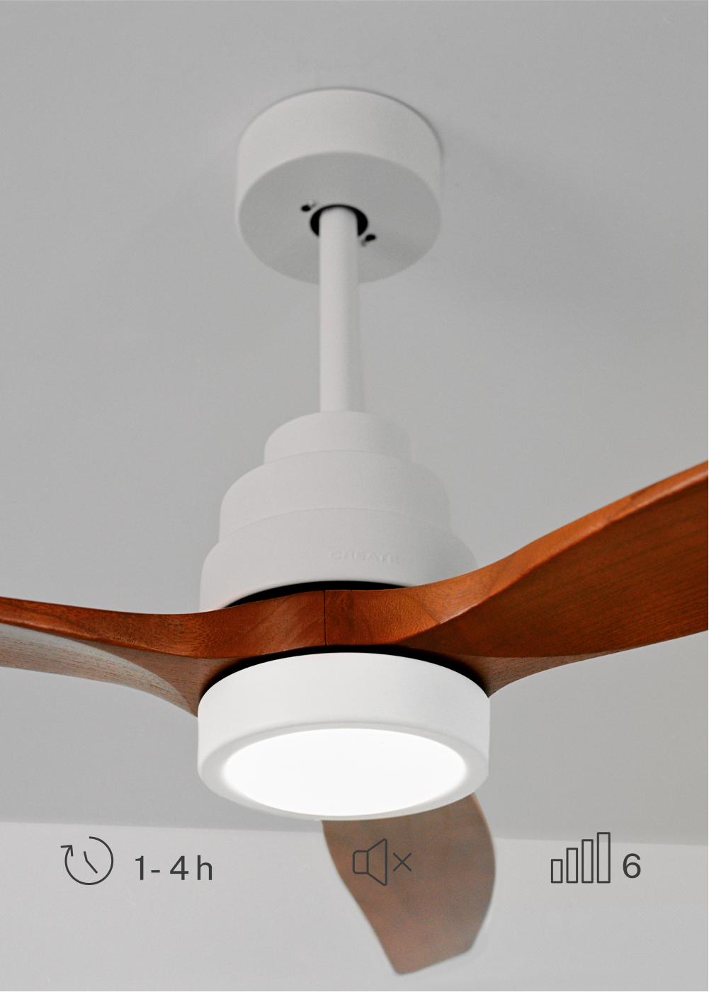 WINDSTYLANCE DC - Ventilateur de Plafond 40W Silencieux Ø132 cm - Avec lumière et contrôleur mural + télécommande - 6