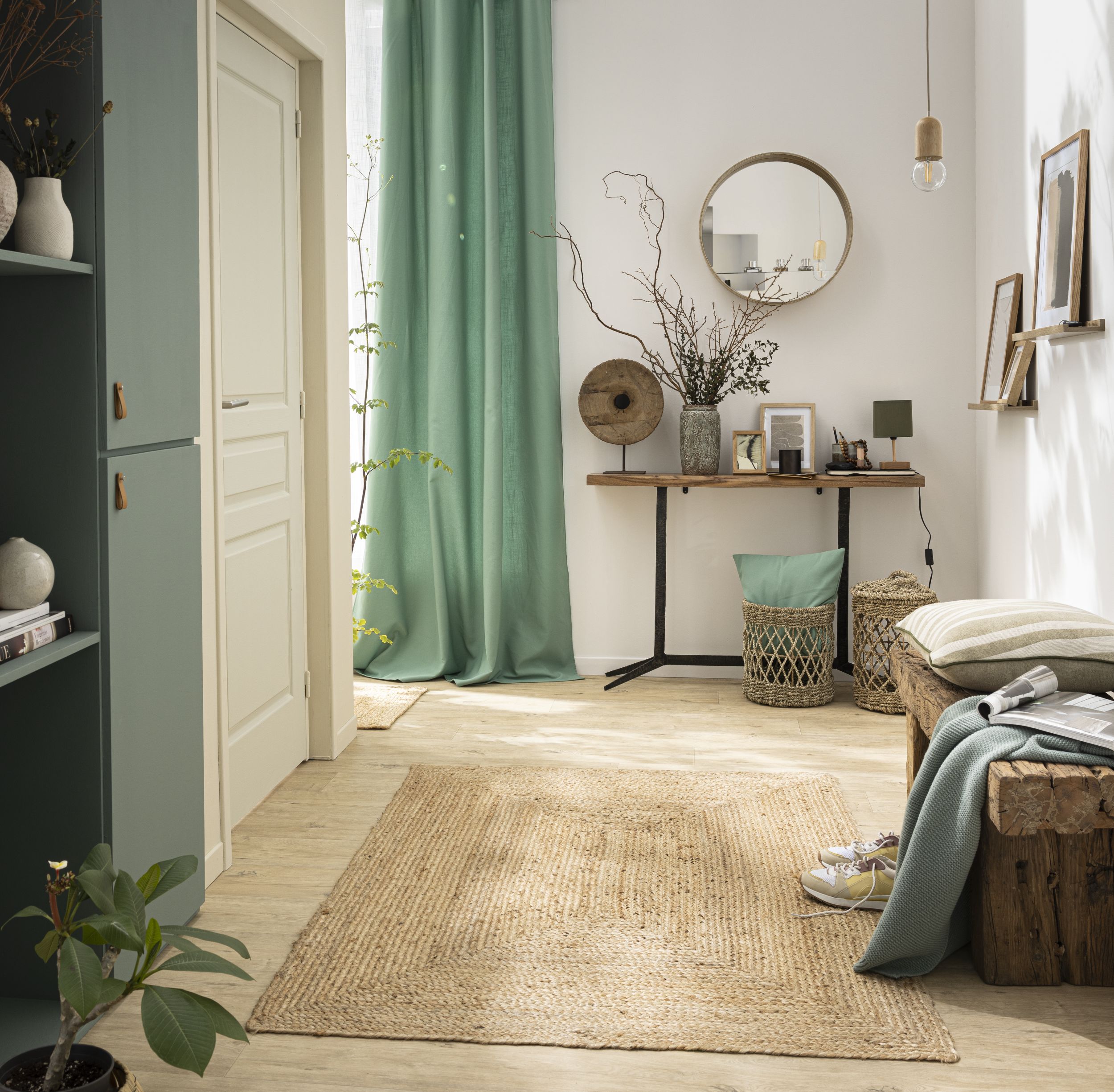 INSPIRE - Tapis en jute naturel tressé NILS - 80 x 200 cm - Beige