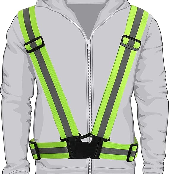 Harnais de Sécurité Réfléchissant Haute Visibilité Réglable - Gilet Vert Fluorescent Unisexe - 5