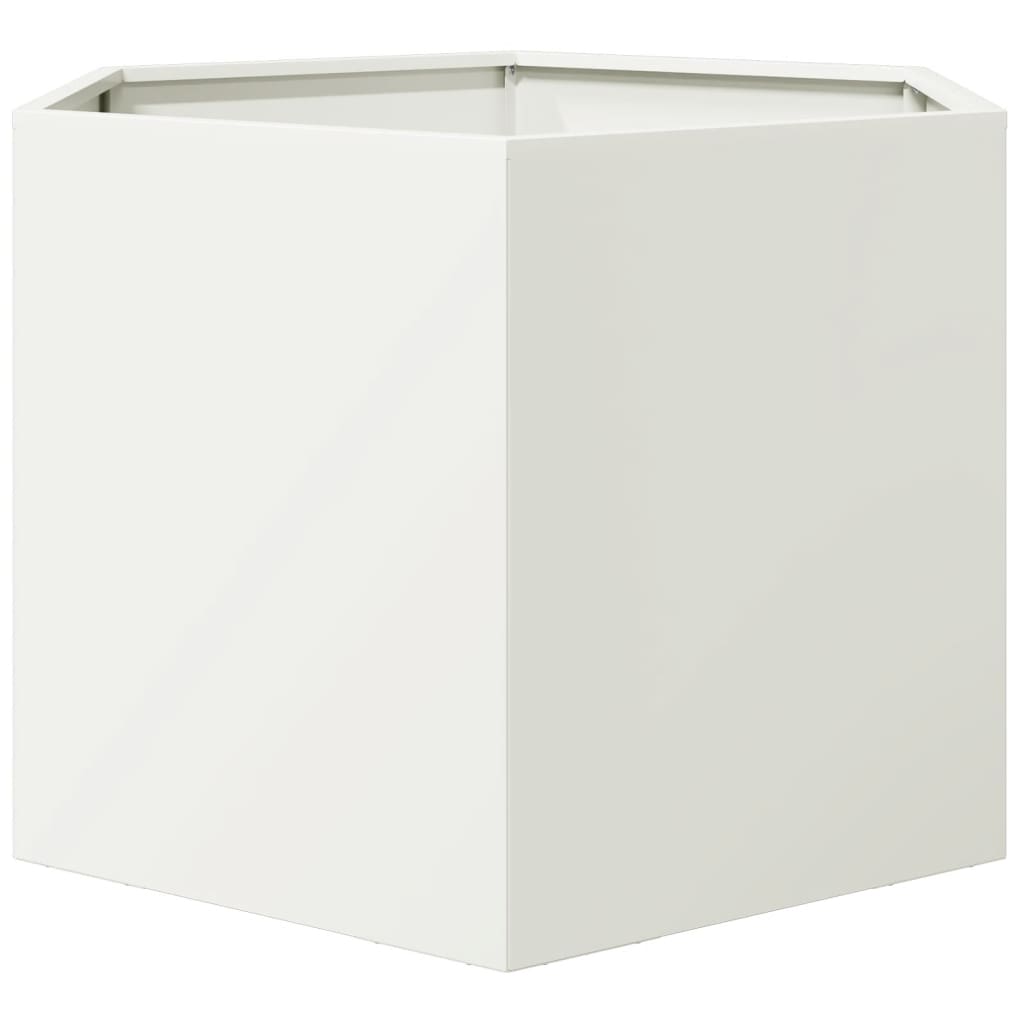 Maison Exclusive - Jardinera hexagonal acero blanco 69x60x45 cm - 5