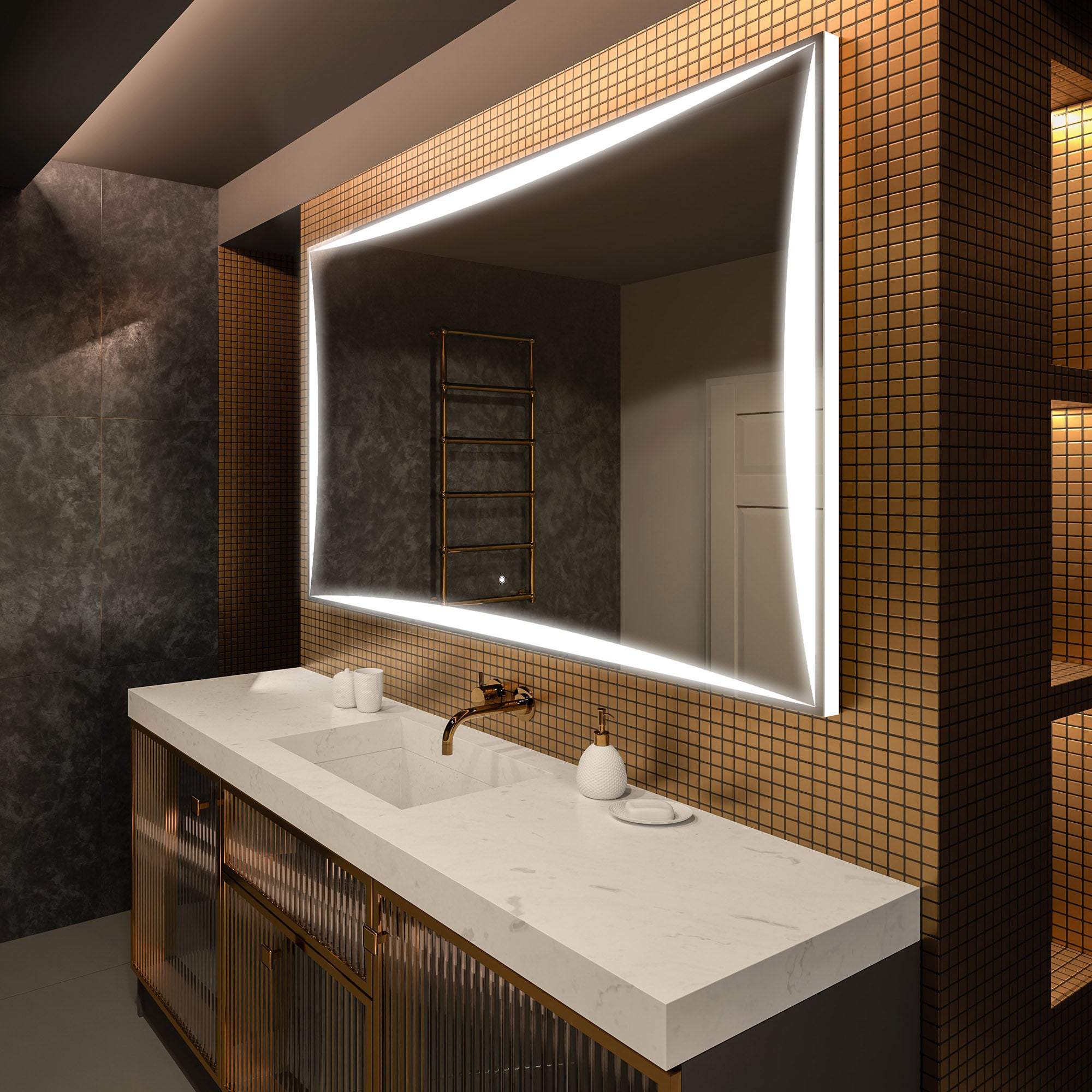 Lustro Premium z podświetleniem LED do łazienki (120x90 cm) Podświetlane lustro LED z dotykowym włącznikiem oświetlenia