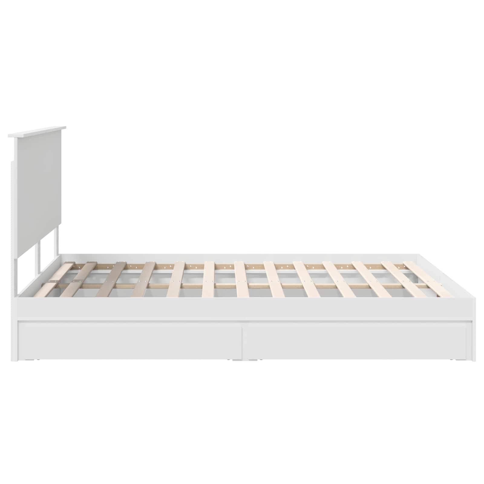 Lit avec rangement, blanc, en panneau de bois, pour la chambre, 160 × 200 cm - 9