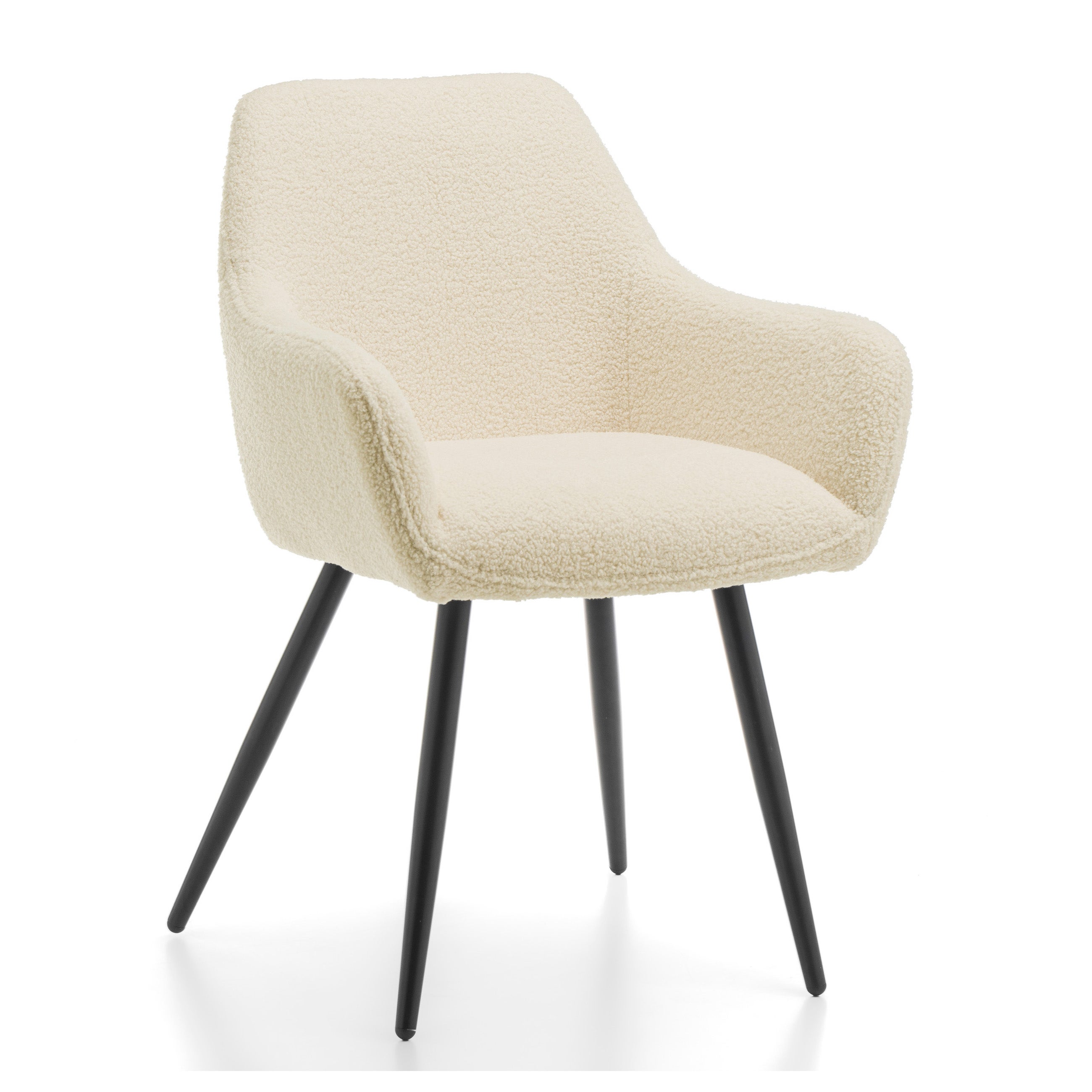 Krzesło tapicerowane tkanina teddy BOUCLE jasnobeżowe ecru