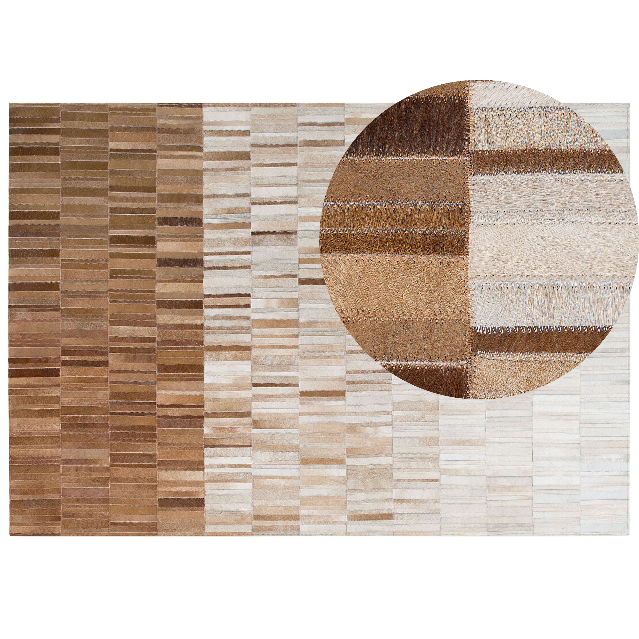 Beliani alfombra de piel de vaca beige claro/marrón claro 160 x 230 cm yagda