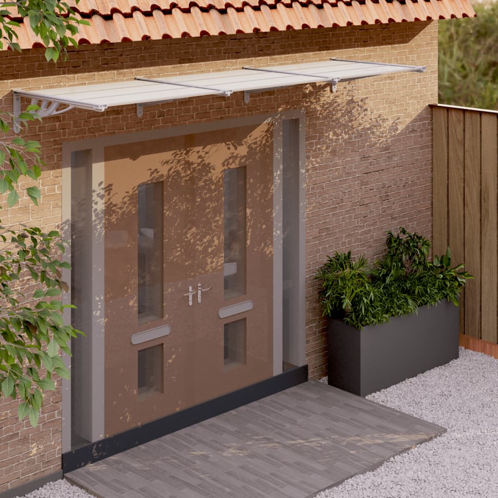 Marquesina puerta policarbonato gris y transparente 358,5x90cm vidaxl