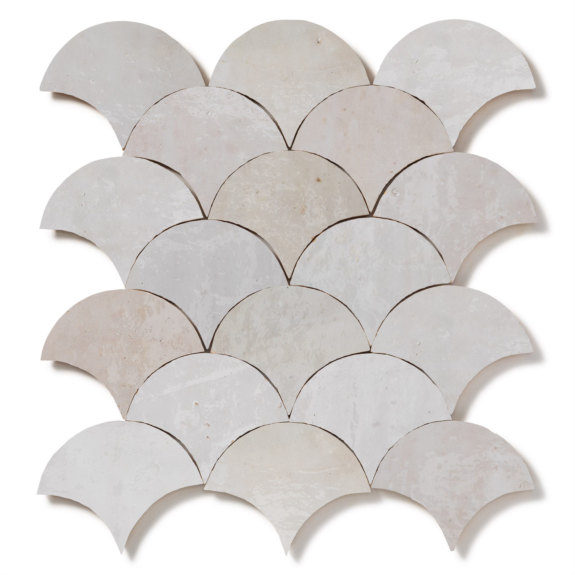 Zellige Marocain Artisanal Véritable - Blanc Oukaimeden Ecaille grand ...