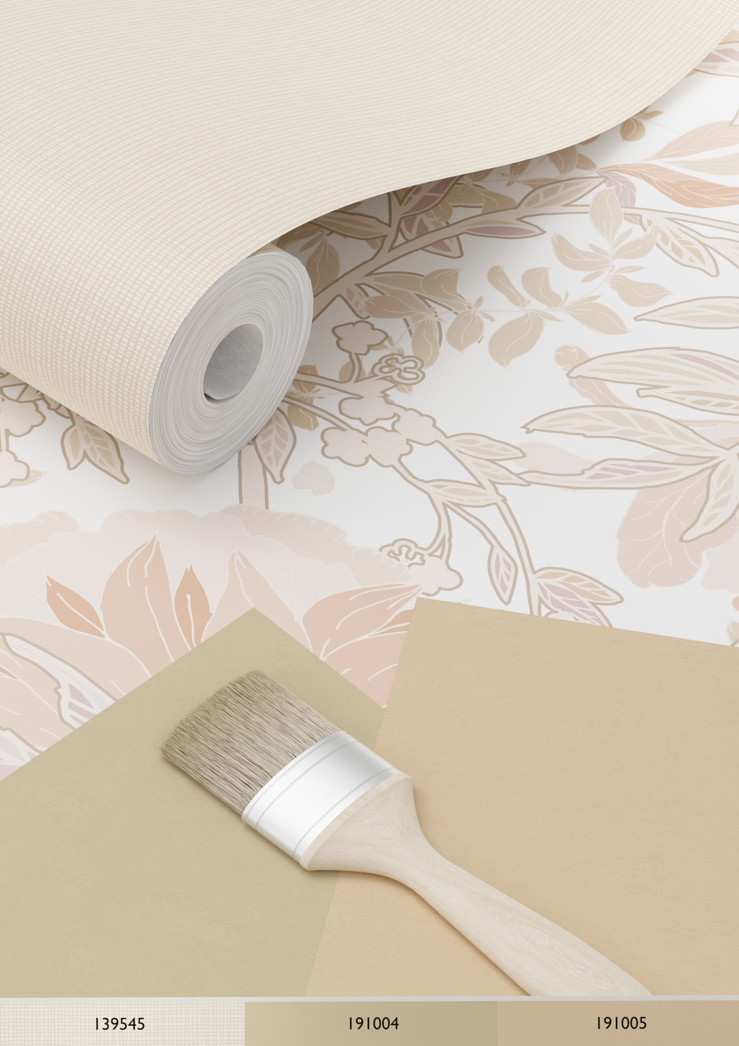 Papier peint fleurs vintage de style art nouveau sable beige et terracotta claire - 53 cm x 10.05 m - ESTAhome - 4