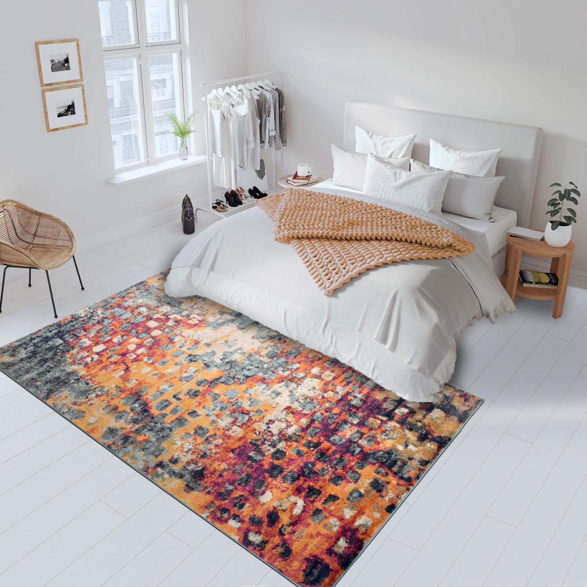 Tapis Vintage Oriental 120x170 cm - LYN3 DESI - Couleur : multicolore bleu orange rose - 8