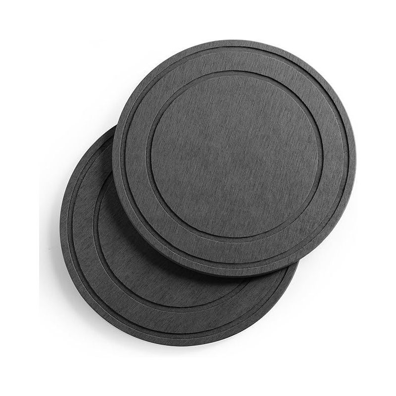 Zestaw 2 ciemnoszarych podkładek pod doniczki, 20 x 20 cm, wykonanych z ziemi okrzemkowej, do roślin doniczkowych, z tacką drenażową