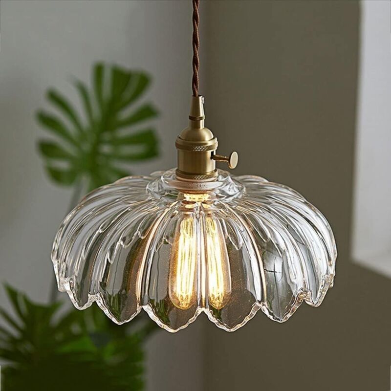 Lustre en verre style pastoral rétro sans source de lumière Pothos transparents - 3