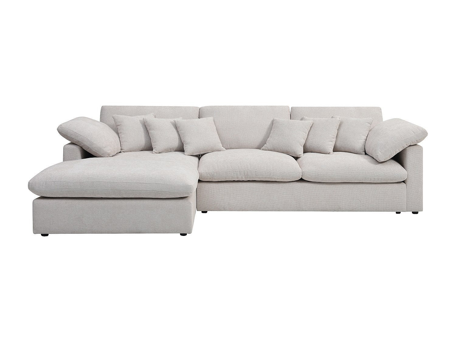 Canapé d'angle gauche en tissu texturé beige TRODANO - 2