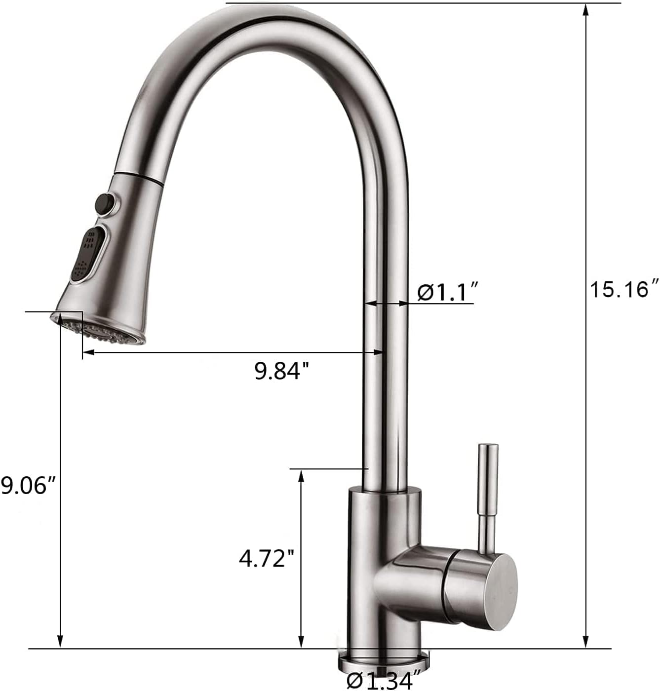 Robinet de cuisine avec douchette | Mitigeur extractible, 2 jets, pivotant à 360°, robinet de cuisine en inox - 3