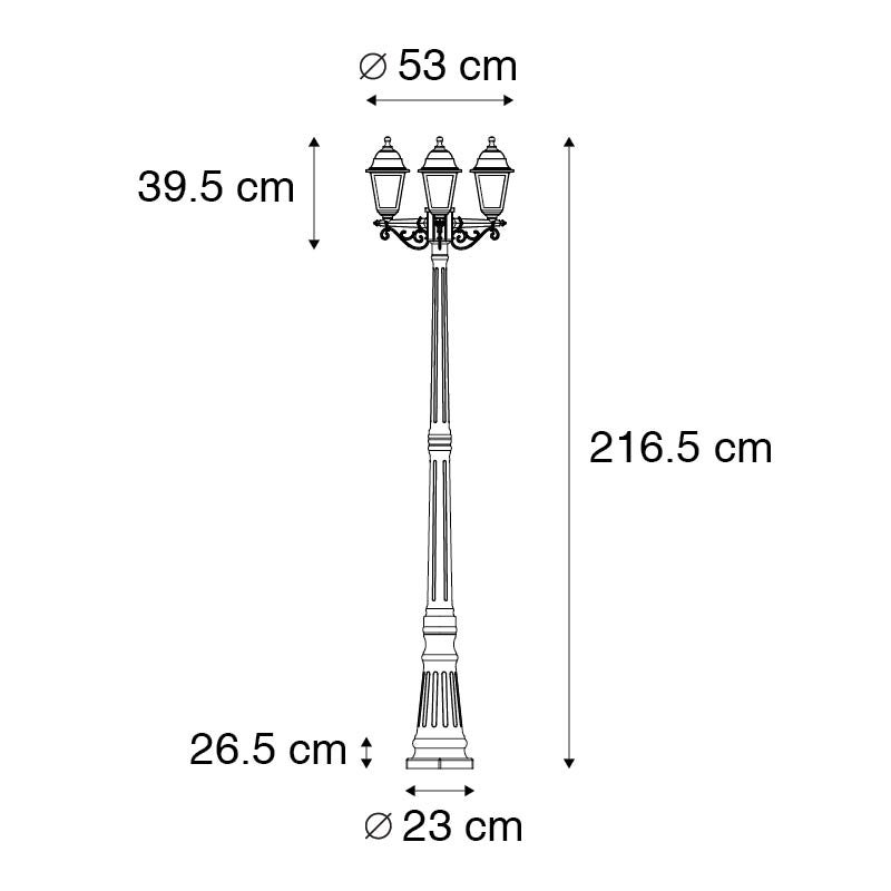 Lanterna da esterno classica nera 3 luci IP44 - New Haven - 4