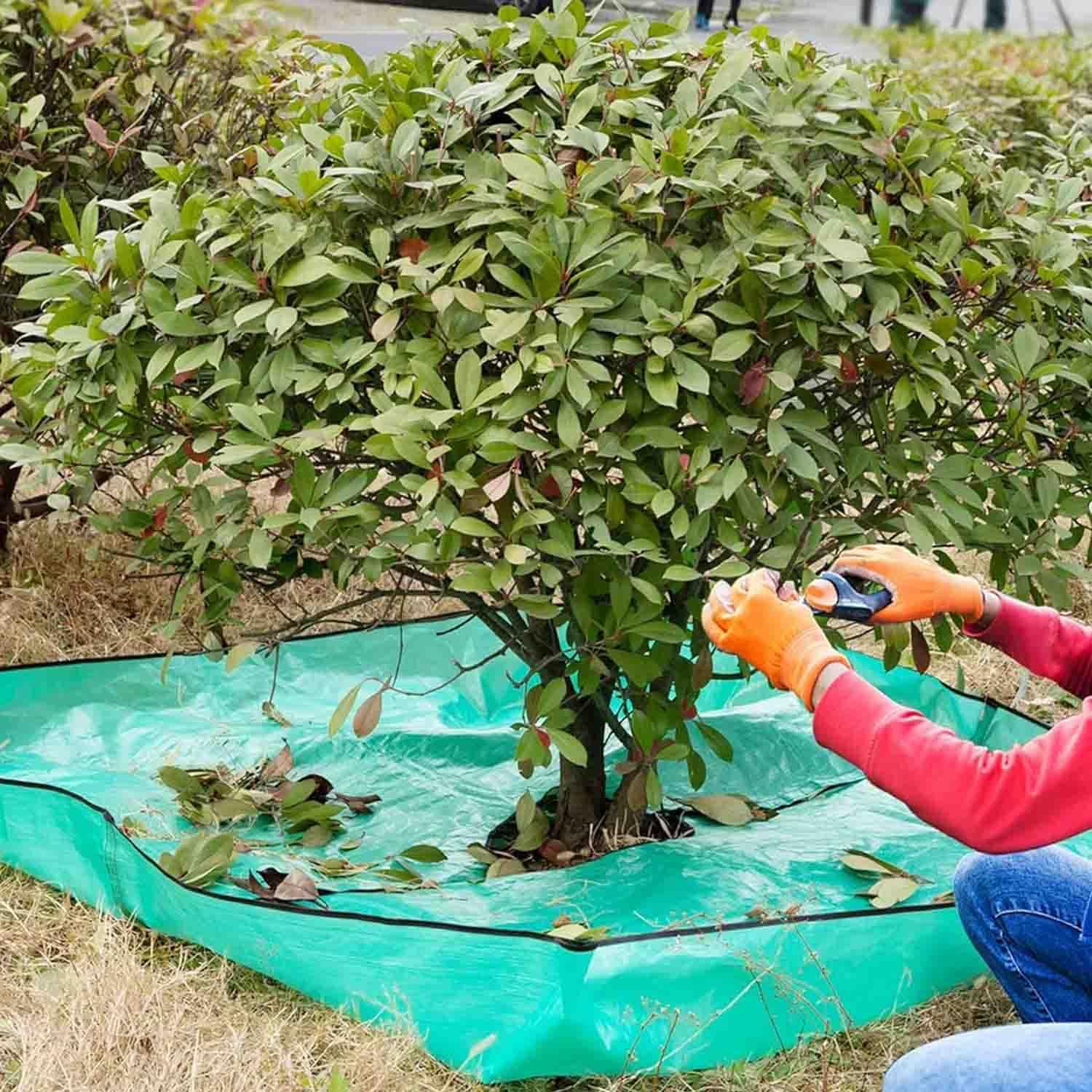 Mata do przycinania i sadzenia drzew z otworem 12'', wodoodporna plandeka do ogrodu, 4 narożniki z pętelkami narożnymi, 2x2 m