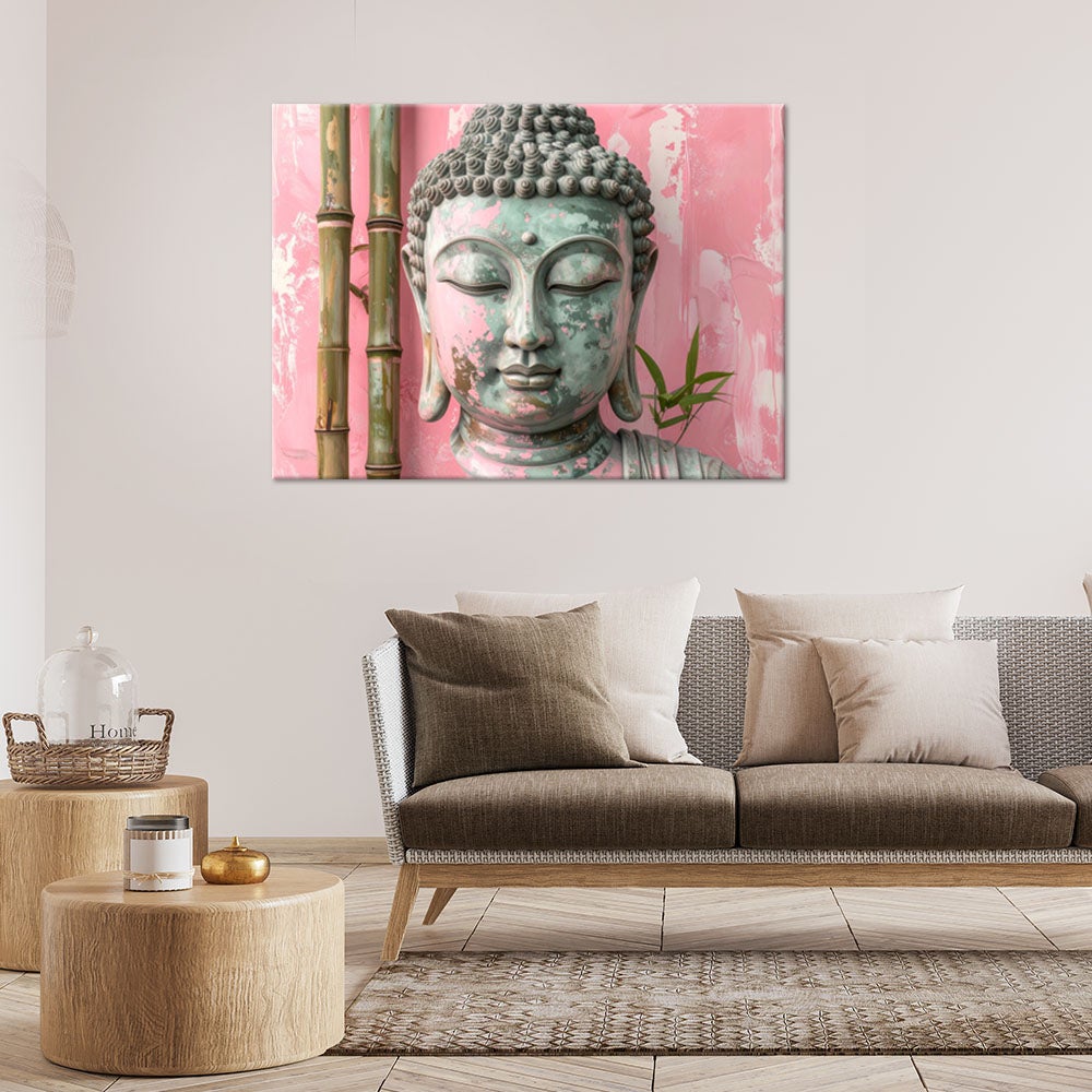 Obraz do salonu sypialni biura, Różowy Budda Zen Spa Bambus 60x40 - 2