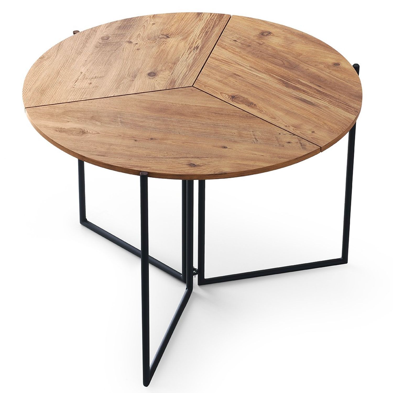 Table ronde pliable gain de place Origami Ø100cm Chêne clair et Métal ...