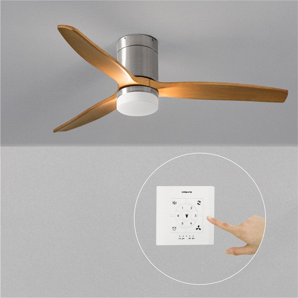 CREATE - WIND CALM M - Ventilateur de plafond silencieux 40W avec pales techniques en ABS Ø132cm avec eclaraige avec contrôleur mural - 2