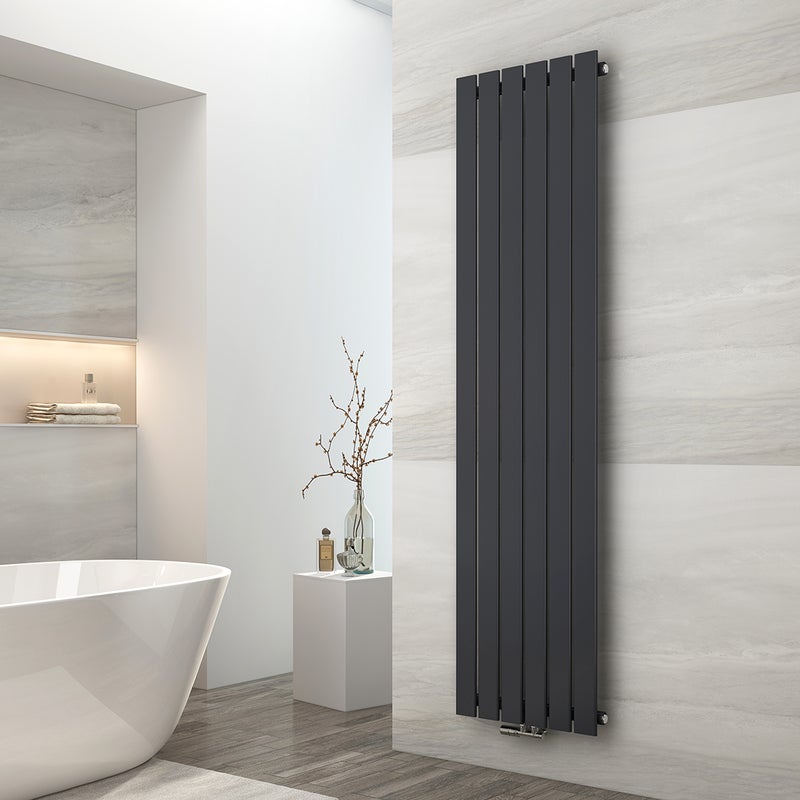 EMKE Grzejnik Stalowy Pojedynczy Pionowy 850W, 160x46 cm, 4 bar, do 8 m² – Antracytowy