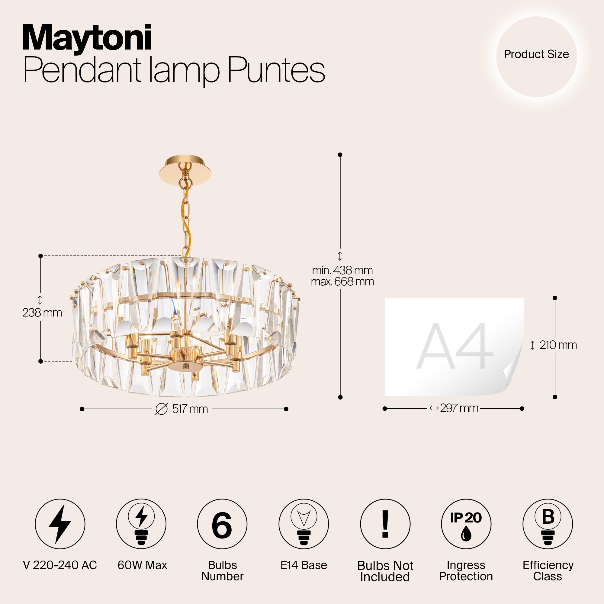 Puntes Lustre Ampoule de style classique 60 watts Métal Cristal transparent K CRI pour salon, bureau, cuisine, café doré E14 Maytoni - 3