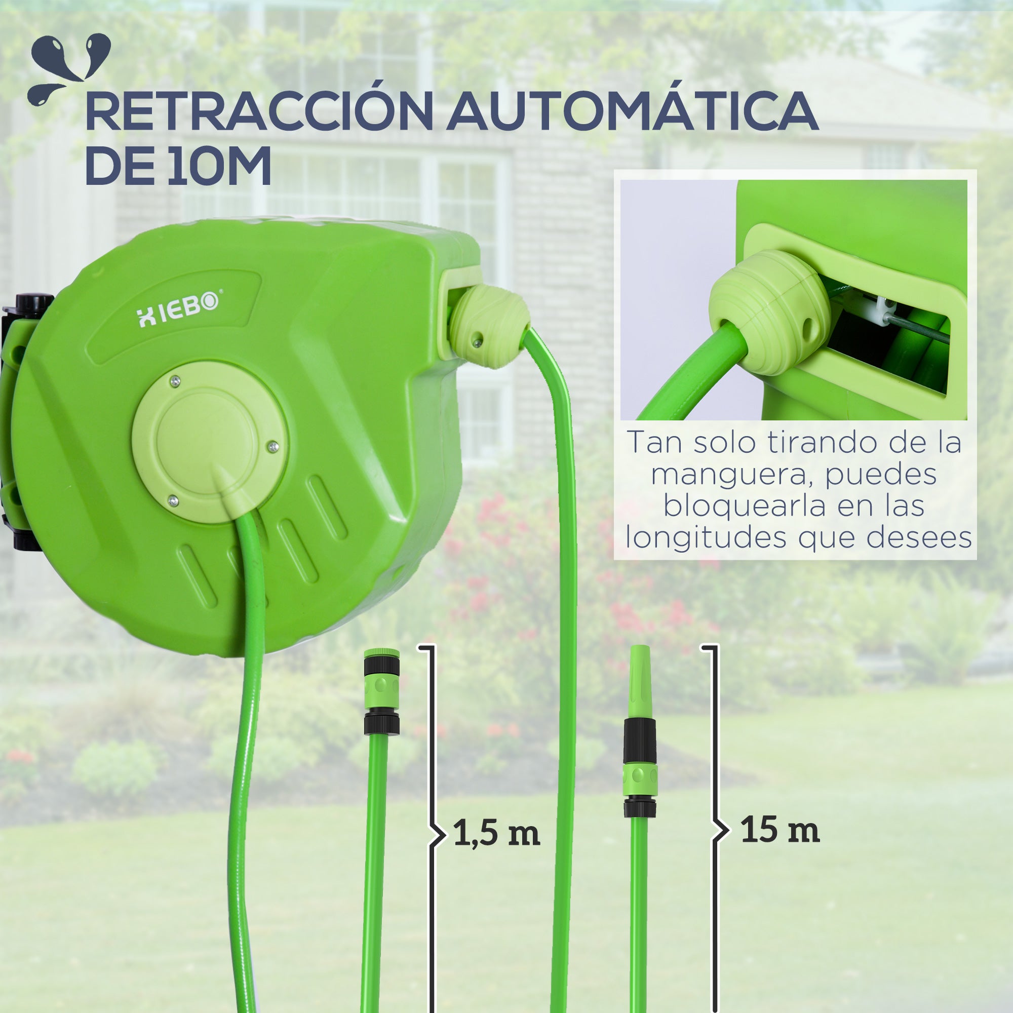 Carrete Outsunny verde base de pared 35,5x11,5x27,5 cm - 5