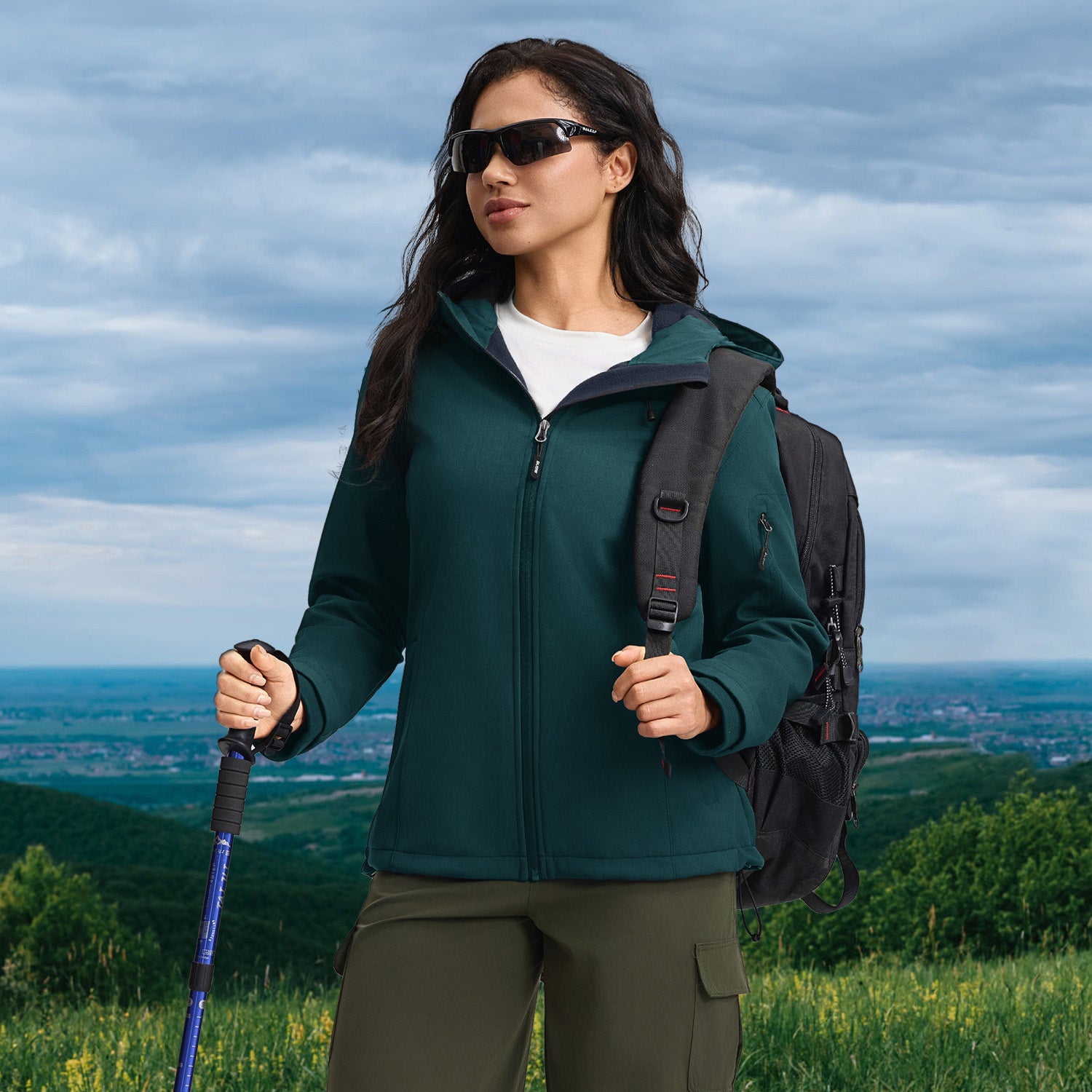 Veste de Travail Femme Taille L Blouson & Softshell - Imperméable, Anti-Vent, Fourré Chaud, Poches Multiples, Capuche - Vert - 5