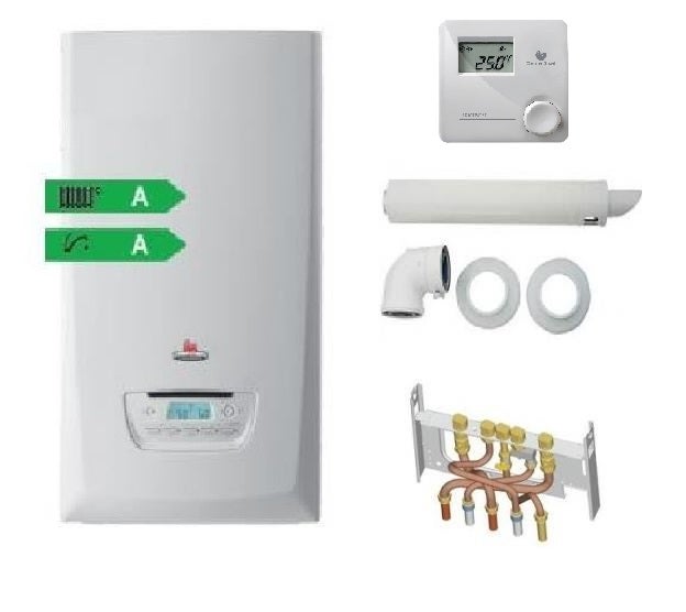 PACK CHAUDIERE GAZ MURALE THEMAPLUS CONDENS F25 SAUNIER DUVAL DOSSERET+VENTOUSE+THERMOSTAT