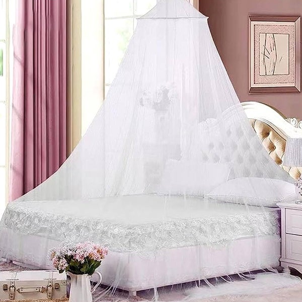 Biała moskitiera kopułkowa 250 x 900 x 60 cm, zewnętrzna ochrona przed komarami, dekoracyjna moskitiera wewnętrzna, ochrona przed owadami