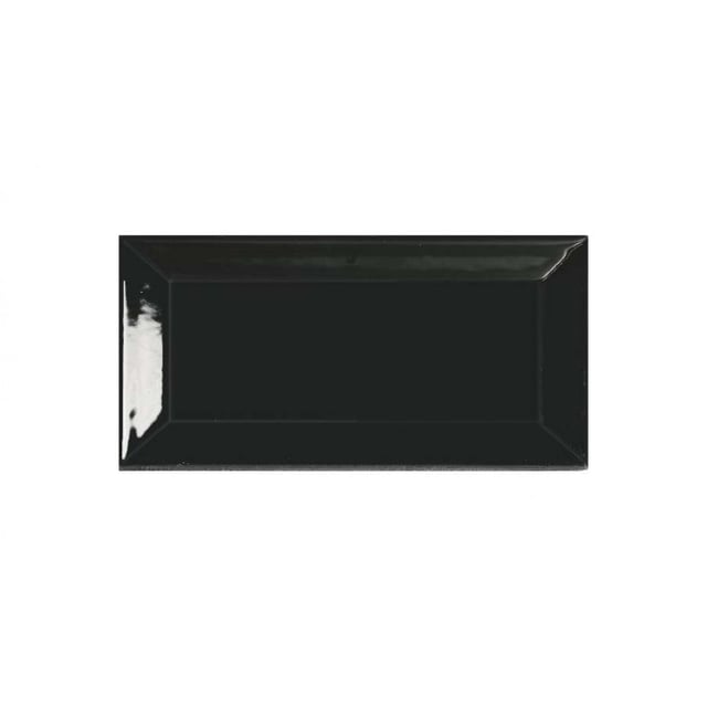 Carrelage mur relief métro parisien uni noir brillant 7,5x15 cm METRO BLACK