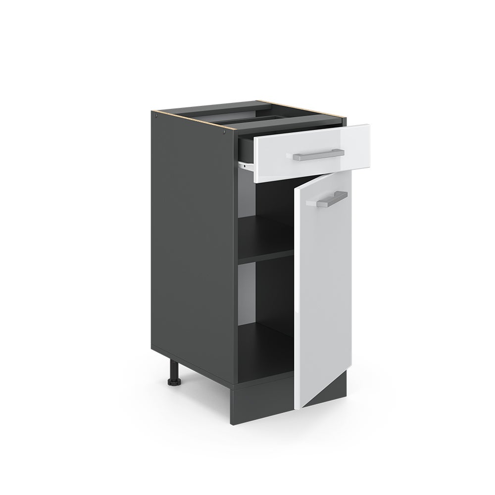 Vicco Meuble cuisine R-Line, Blanc Haute brillance, 40cm , PT Chêne - 4