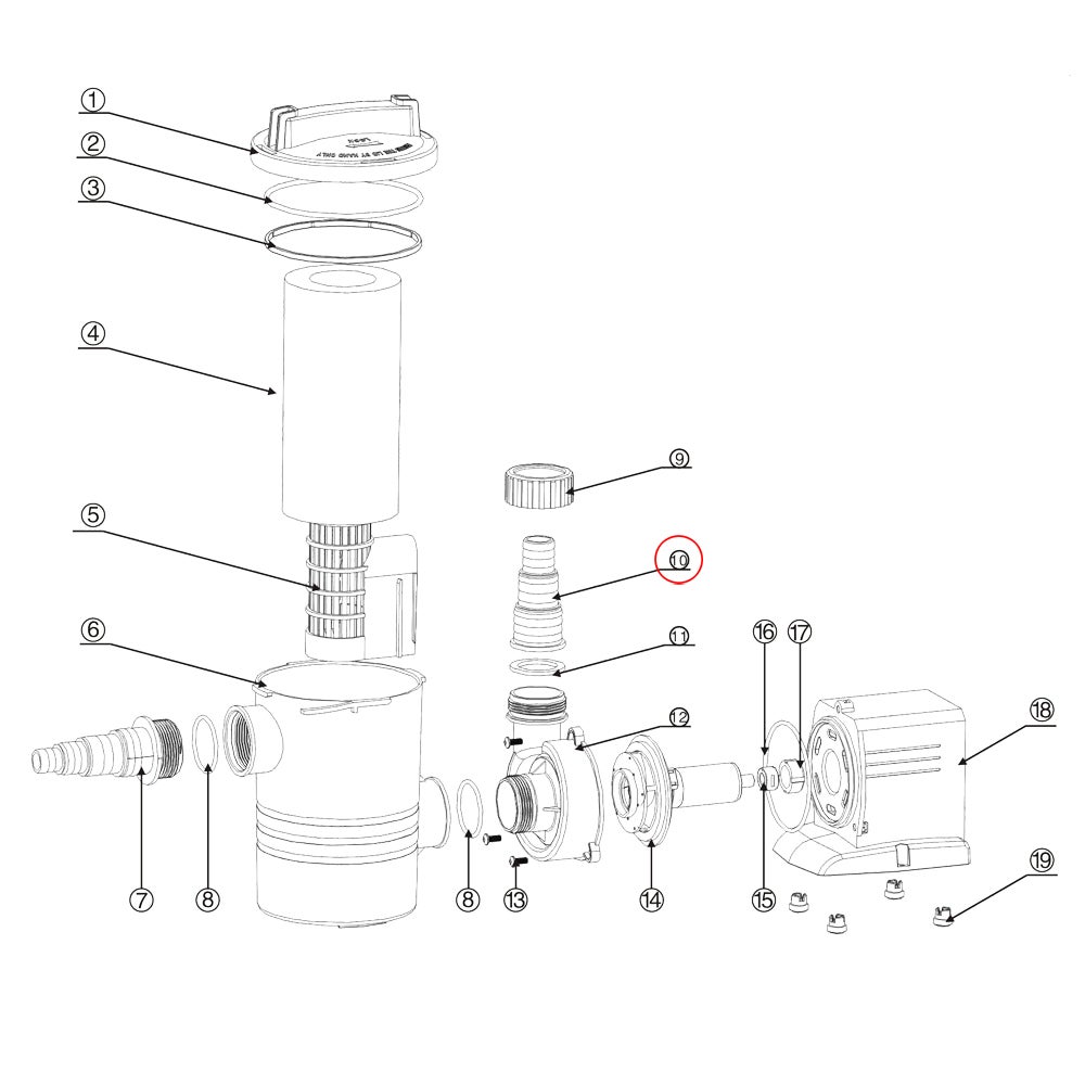 Pièce détachée: SunSun CPP-10000F Pompe de Piscine Embout à étages - 3